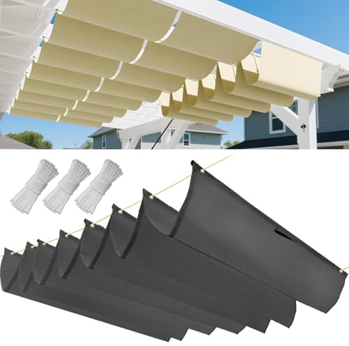 Einziehbar Welle Sonnensegel 0.9x4.5M(BxL), Verstellbar Schattenabdeckung, Wasserdicht Sonnenschutz Sonnenschutz Schutz vor UV- Strahlungen für Pergola Garten Schattenabdeckung - Dark Graphit