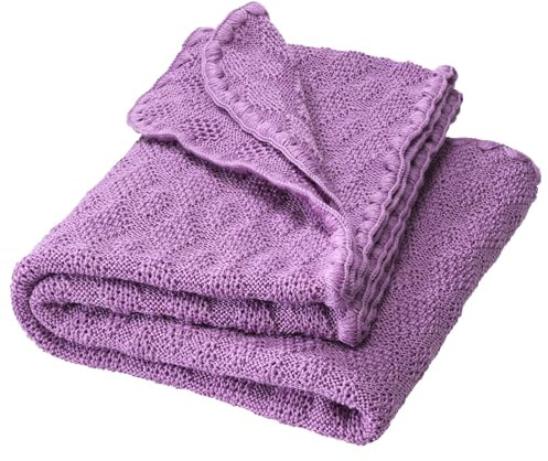 WOLL-BABYDECKE Baby & Kinder - 100% Bio-Merino – kuschelig weich & warm - 80 x 100 cm - nachhaltig & fair - im zeitlosen Ajour-Muster, ideal für Neugeborene - Made in Germany | Flieder