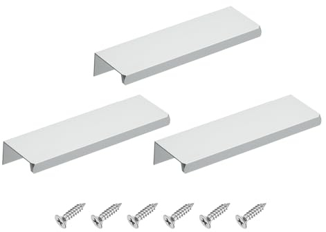 sourcing map Cabinet Finger Edge Pull 120mm / 4.72 Silver 3pcs | Aluminum Alloy,Back Mount,Hidden Cabinet Pulls,Concealed Handle,for Home Kitchen Drawer Cabinet