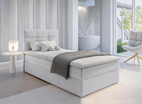 AXLIVING Stauram Boxspringbett Grau Geceteni 90x200 Bett Gasfeder
