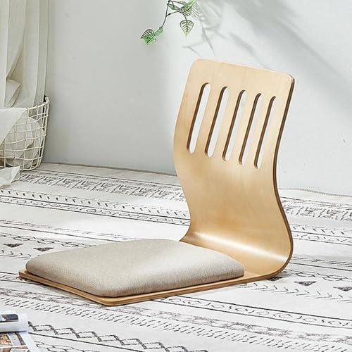 Wansiman Japanischer Tatami-Stuhl,Tatami Meditationsstuhl Im Japanischen Stil,bodenstuhl Sitz mit Kissen,Japanischer Beinloser Stuhl Holz Faules Sofa,Starke TragfäHigkeit,FüR Lesen,Arbeiten,Erker