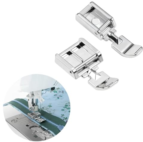 Jetstream 2 Articles Pied de Biche Machine A Coudre, Pied Presseur à Fermeture Éclair à Clipser, Convient à Tous les Modèles à Faible Manche, compatible avec Singer、Brother、Babylock、Euro-Pro