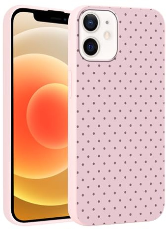 Foonary Polka Dot Phone Case for iPhone 12/iPhone 12 Pro Cute Fashion Pattern Case 6.1, Aesthetic Trendy Stylish Design Women Girly Cover Camera Protective Slim Silicone Shockproof TPU Funda, Pink