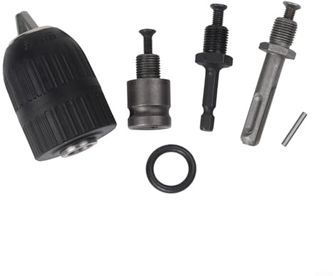 Desiumite 5-in-1-Schnellspannbohrfutter-Set, 2-13 mm, 1/2 Zoll x 20 UNF mit 3/8-Zoll-Adapter, 1/4-Zoll-Sechskantantriebsadapter und 1/2-Zoll-Schraubenschlüssel für schwere Bohrungen