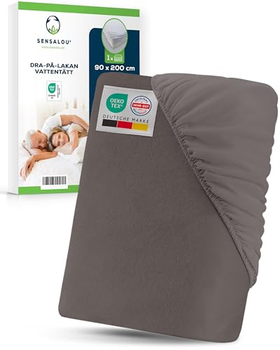 Sensalou Wasserdichtes Spannbettlaken 90x200 cm - Frottee Matratzenschutz | Atmungsaktiver Nässeschutz für Boxspringbett, geräuschlos & waschbar bis 95 Grad, Öko-Tex & Dermatest zertifiziert