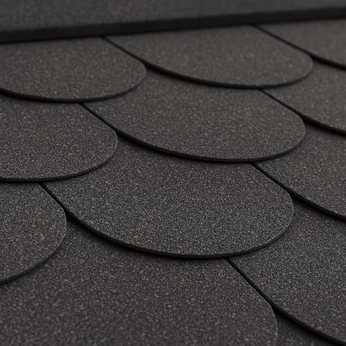 TIMBELA Bitumen-Dachschindel-Set Beaver B333BLACK – Farbe Schwarz, wasserdichtes Dach-Set mit Firstelementen und Nägeln für Holz-Gartenhaus Modell M333