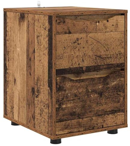 KPWENFBSL Aufbewahrungsschrank Altholz-Dekor 40x48x57 cm Holzwerkstoff | Kompakte Kommode mit zwei leichtgängigenSchubladen für Ordnung und Struktur in Wohnzimmer und Schlafzimmer.