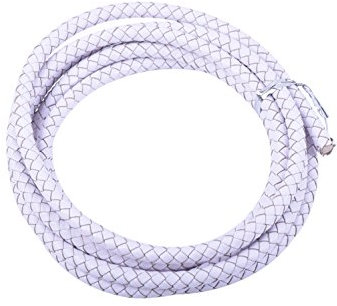 KONMAY Cordoncino rotondo in vera pelle intrecciata da 6,0 mm, per gioielli e progetti artigianali (6 mm, bianco)