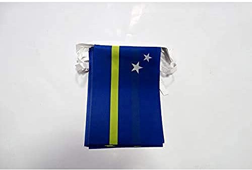AZ FLAG - Fahnenkette Curaçao 6 Meter Mit 20 Flaggen - 21x14 cm - Holländische Girlande Flaggenkette 14 x 21 Cm