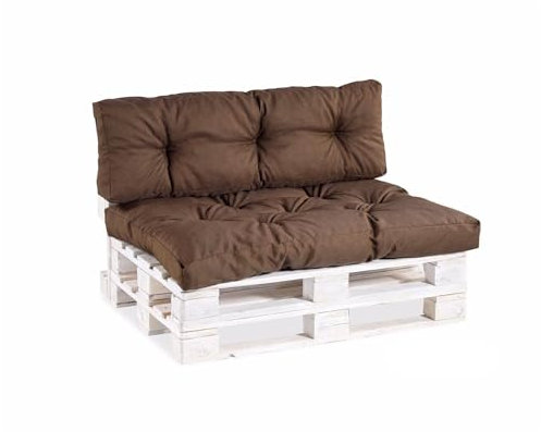 Gutekissen Palettenkissen, Gartensofakissen, Gesteppte Kissen gefüllt mit granuliertem Poulirette-Schaum, viele Farben und Größen PPI (Set (Sitzkissen 120x80 +Rückenlehne 120x40), Braun)
