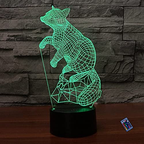 Optische Täuschung 3D Fuchs Nacht Licht 16 Farben Andern Sich Fernbedienung USB-Strom Touch Schalter Dekor Lampe LED Lampe Tisch Kinder Brithday weihnachten Geschenk