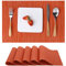 Myir JUN Tischsets Abwaschbar 6er Set, Gewebte Platzdeckchen rutschfest Abgrifffeste Hitzebeständig, Vinyl Platzsets Abwaschbar für küche Speisetisch Hotel, Platz-Matten 30x43.5cm (Orange)
