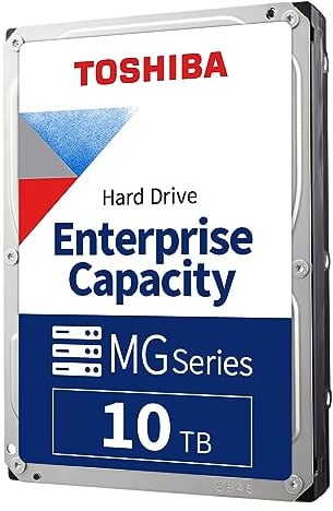 Toshiba MG Series 10TB Internal Enterprise Hard Drive, 3.5 SATA HDD, 7200 RPM, 24/7 Operation, For Server, Hyperscale, Cloud, 550TB/Year workload, 5yr Warranty (MG10ADA10TE)