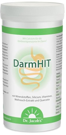 DarmHIT von Dr. Jacob‘s I 210 g Pulver Dose vegan I Nahrungsergänzung für eine normale Verdauung¹ I Geeignet bei Histamin-Intoleranz (HIT) I 84 Portionen