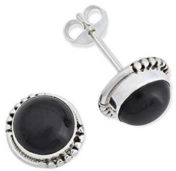 Ohrstecker 925 Silber Onyx schwarzer Stein Edelstein Ohrringe echt Silber Damen Sterling Silber Stecker Geschenk(MOS-066-03)