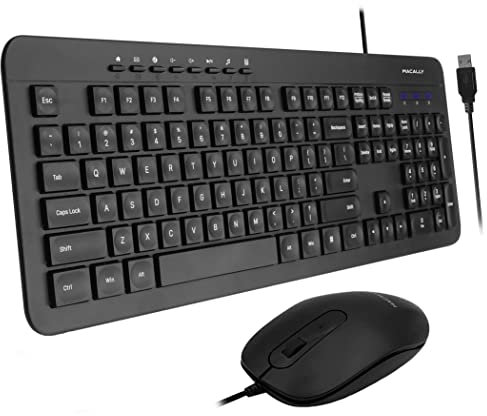 Macally USB Wired Keyboard and Mouse Combo Bundle for PC, Desktop Computer, Laptop, Notebook, ChromeBook - Ultra Slim Keyboard Mouse Combo Set, Compatible with Windows 10/8/7/Vista/XP, etc.