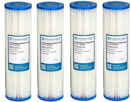 Trinkwasserladen 4X 10 Sediment Wasserfilter (Pleated Polyester) 10 µm Auswaschbar Wiederverwendbar