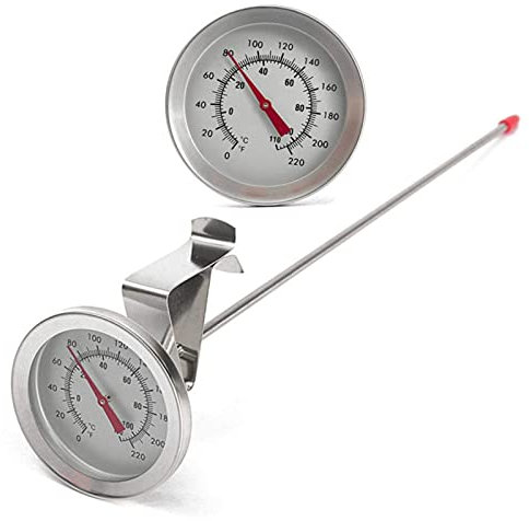 Jeffergarden Milk Thermometer Wasserkocher Clip auf Zifferblatt Clip Thermometer Hause Brauen Wein Bierthermometer Edelstahl Heiße Flüssigkeit Milch Küche Kochsonde Joghurt Temperatur