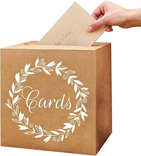 Kalefo - Rustikale Hochzeits-Kartenbox, Pappe, 20 cm x 20 cm x 20 cm