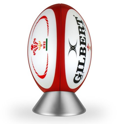 Gilbert Rugby Ball Night Light - Wales WRU Licensed, Adults & Kids, Bedroom Lamp