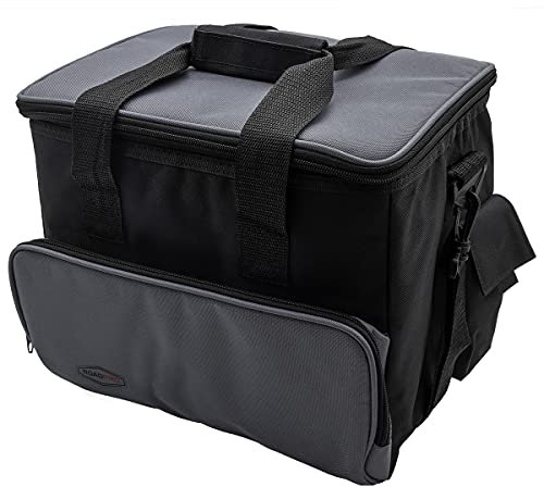 RoadPro RP5370 12-Volt-Kühltasche mit weichen Seiten – tragbarer Camping-Kühler mit 12 V elektrischer Kühler für Camping, Heckklappe, Reisen, Stecker-Kühler – Schwarz & Grau