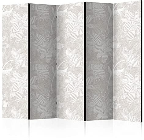 murando Raumteiler Foto Paravent Blumen 225x172 cm beidseitig auf Vlies-Leinwand Bedruckt Trennwand Spanische Wand Sichtschutz Raumtrenner Design Natur Botanik weiß grau f-C-0256-z-c