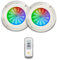 SWIMHOME Pack Iluminación Piscina | 2 Focos LED de Superficie + Control Remoto ON/Off | ABS Blanco Resistente | Ø29 cm 35W 12V/AC RGB On/Off Cable 2 Hilos