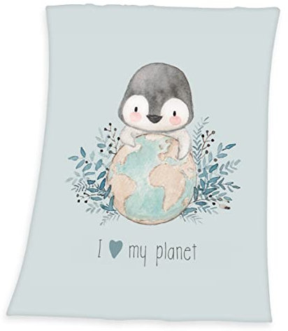 Arle-Living Baby Flauschdecke Motiv : Pinguin 75x100 cm Kuscheldecke Babydecke Schmusedecke