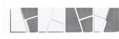 SILENT4® Schallabsorber Wand Set DIVID, 16 Elemente aus Akustikvlies, Klebemontage, Akustikbild Weiß Grau, besserer Sound durch Akustikplatten für Büro, Homeoffice und Gaming