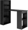 COSTWAY 122cm Computer Desk, Wooden PC Laptop Table Writing Workstation with 6-Tier Storage Bookshelves, Modern Home Office Working Study Desk (Black)