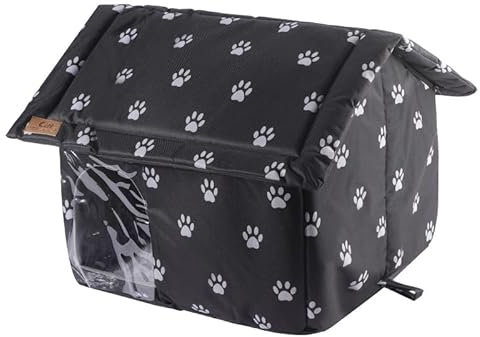 XNSHUN Katzenhaus Outdoor Winterfest, Katzenhöhle Hundehütte Haustierhaus, Katzenbett Kuschelhöhle Windabweisend, Katzenzelt Mit Abnehmbarem Katzenkissen Für Katzen Kleine Hunde Kleine Tiere (M)