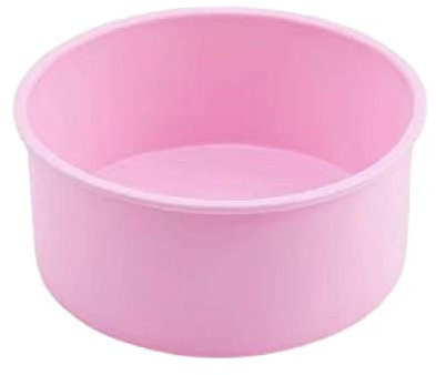 WATAWATA 6 Inch Silicone Cake Tins Cake Moulds Reusable Baking Cases Muffin Molds Cups Trays for Air Fryer of Muffins Puddings Bread (Pink, 6 inch)