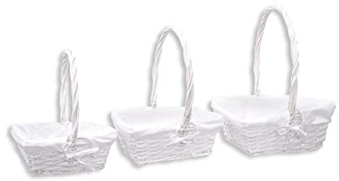 HERSIG - Set 3 Pongotodos Trenzados | Cesta Almacenaje Rectangular con Forro y Asas - Color Blanco