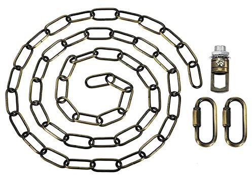 YOKIVE 1 Set Pendant Light Fixture Chain, 4mm Thick Chandelier Hanging Link with Connector Hooks Ring, Great for Ceiling Lights, Lamps (Bronze, 80-Inch)