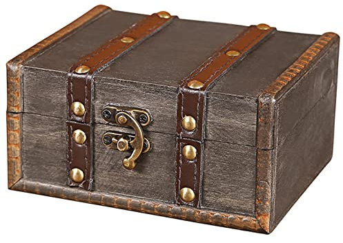 FANCYWUXI Kleine Schatztruhe Holz 15 * 12 * 7.5cm Geschenk Truhe klein Holztruhe Piratenkiste Verschließbar Holz Schatzkiste Vintage Vintage Holz Schatztruhe Für Zuhause, Büro, Raumdekoration