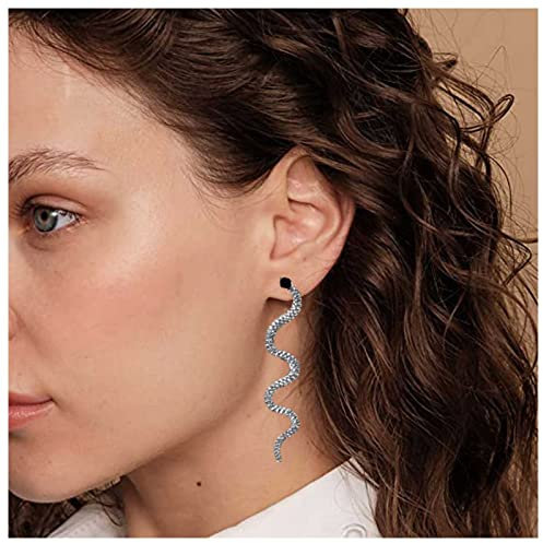 Dervivea Punk Schlange Ohrringe Lange Schlange Ohrstecker Silberne Schlange Tropfen Ohrringe Gothic Schlange Ohrschmuck Für Frauen Und Mädchen