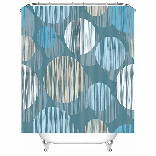 Bad Vorhang Blau, Duschvorhang Textil Badewanne Kreise Duschvorhang 180x200 Shower Curtains Polyester Badezimmer Dekoration
