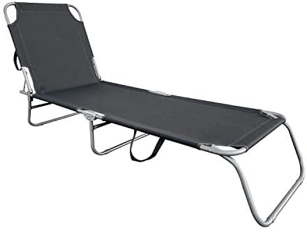 Mojawo Gartenliege Sonnenliege Relaxliege Liege 3-Bein Campingliege klappbar Grau mit Trageschlaufen 186x55x24cm