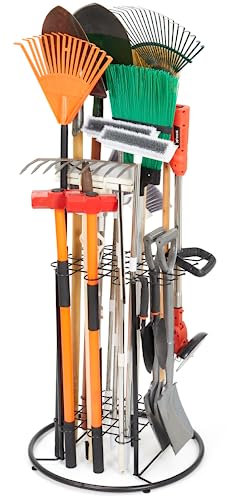 Rangement de garage, étagère de rangement pour outils, organisation de garage, permet d'organiser jusqu'à 40 outils à long manche, organisateur d'outils de cour pour garage, jardin, abri de jardin