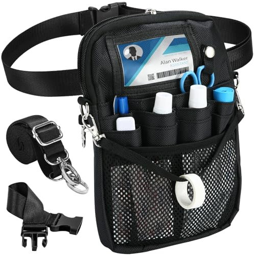 ProCase krankenschwester Tasche, Utility Medizinische Krankenpflege Gürteltasche Nurse Accessories Organizer für Stethoskope und Medizinische Versorgung -S, Schwarz