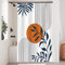 Uiiooazy Rideau Douche Anti Moisissure, Rideau de Douche 120x180cm Abstrait Soleil Terracotta Feuilles Bleu Rideaux de Baignoire Tissu Lavable Imperméable Rideaux Salle de Bain avec 8 Crochets