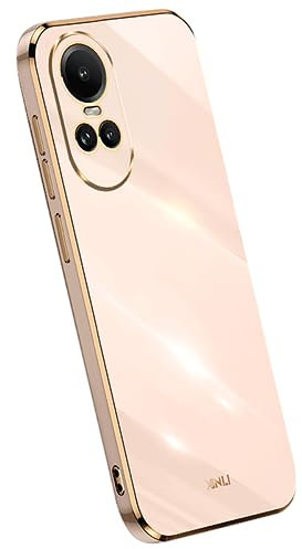 XINYEXIN Cover per Oppo Reno 10 5G, Custodia per Telefono in TPU Antiurto dal Design Bordo Dorato Slim Fit Silicone Case - Rosa