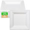 ECORIYO Eco Friendly Disposable 6-Inch Square Paper Plates - 50-Pack from Sugarcane - Freezer & Microwave Safe Picnic Plates - White