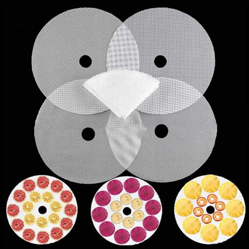 Fhioevt Pack of 5 Round Silicone Dehydrator Sheets 33 cm Non-Stick Fruit Dehydrator Mats Reusable Steam Mats Mesh Film Round Drying Film for Dehydrator Fruit Dryer