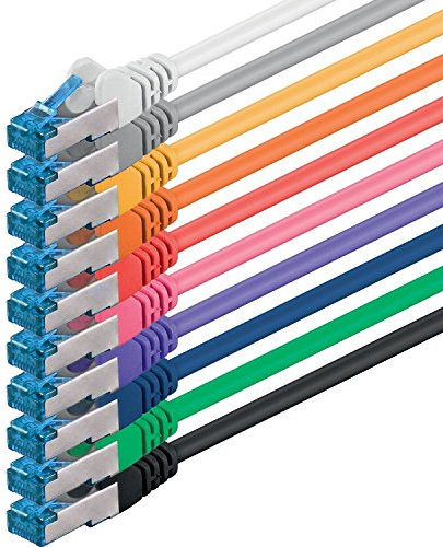 1CONN 10x 10,0 M - Câble réseau CAT-6a Câble Ethernet Lan Patch Connecteur RJ-45 SFTP 10GB/s - 10 pièces 10 couleurs