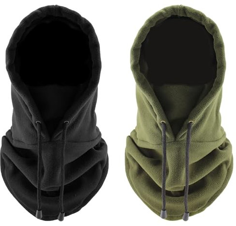 JTMKYO 2 maschere con cappuccio, maschere calde per uomini e donne, cappelli da bicicletta, antivento, adatti per ciclismo, corsa, arrampicata e stagione fredda (nero e verde), verde, L
