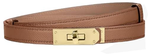 Gudoye Westerngürtel für Damen, schmaler Ledergürtel, Kleider, Mantel, Drehverschluss, verstellbarer Ledergürtel, Karamell Couleur or, One size