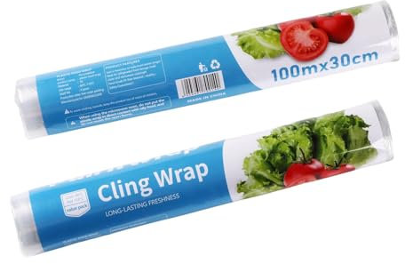 2 Rouleaux de Film Alimentaire 30 cm x 100 m, Adaptés au Distributeur de Film alimentaire Marque Quaszwia, Pratique pour la Conservation des Aliments en Cuisine. (Pack de 2)