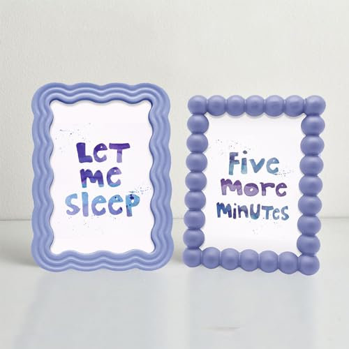 irbaniland Bunte Bilderrahmen, 15,2 cm, Wellenform, niedlicher und modischer Bilderrahmen, Foto-Tisch- und Wanddekoration, zum Aufhängen und als Heimdekoration (lila)