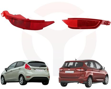 RICAMBYCAR Fanale Retronebbia, Fanalino Catadiottro Compatibile con Ford Fiesta 2008>2017 e CMAX dal 2015 in poi (Coppia)